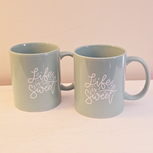Life is Sweet Blue Mugs Set of 2 - Picture 1 of 6